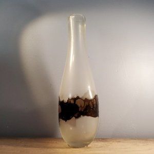 MEDIUM FROSTED & MOLTEN BROWN ART GLASS VASE by STUDIO A / HOME